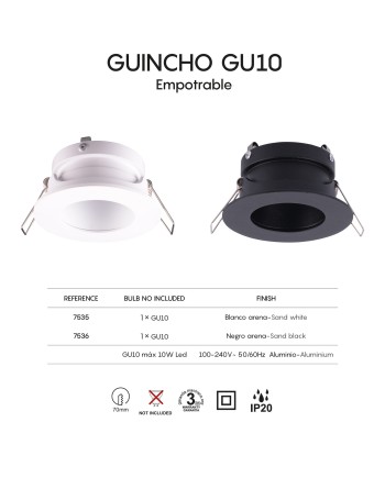 ***OFER/DES*** GUINCHO GU10 * EMPOTRABLE REDONDO NEGRO